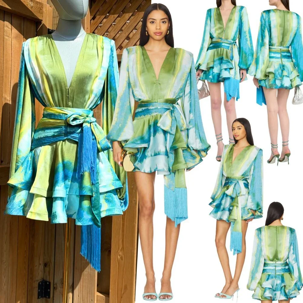 🆕 BRONX & BANCO 🧿 NWOT Bedouin Coastal Mini Dress, Blue Multi - Sz XS US 2